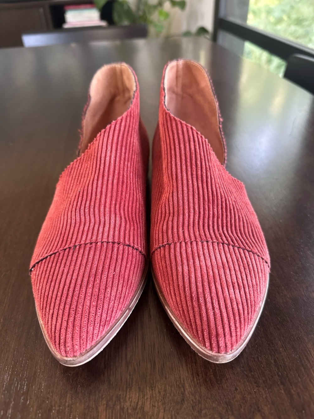 Free People Royale Corduroy Cutout Ankle Flats Rust Red 37 7 Flawless - Picture 2 of 7